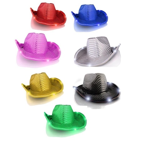 Endless Games LED Sequin Cowboy Hat No Stitching, Assorted Color, 12PK EN3336927